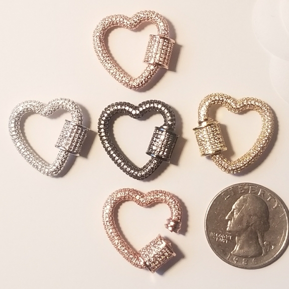 NWT Pave CZ Heart Carabiner NEW in Gift Box - Picture 4 of 5